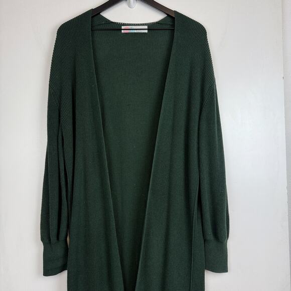 Free People Beach Long Duster Knit Cardigan Sweater Green - M - Picture 2 of 10